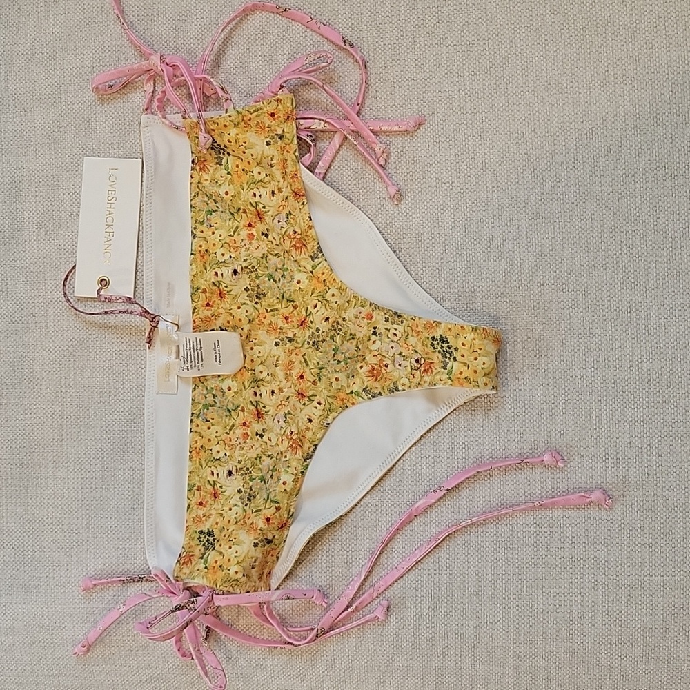LOVE SHACK FANCY Print Mix Carnival Swim Collection Bikini Pink Floral Small